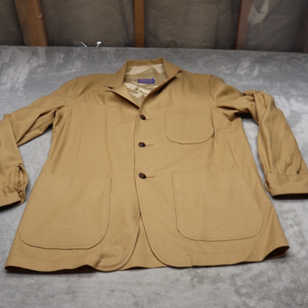 Pendleton‎ Wool Blazer Mens Medium Beige Classic Button USA Made VTG 80s READ
